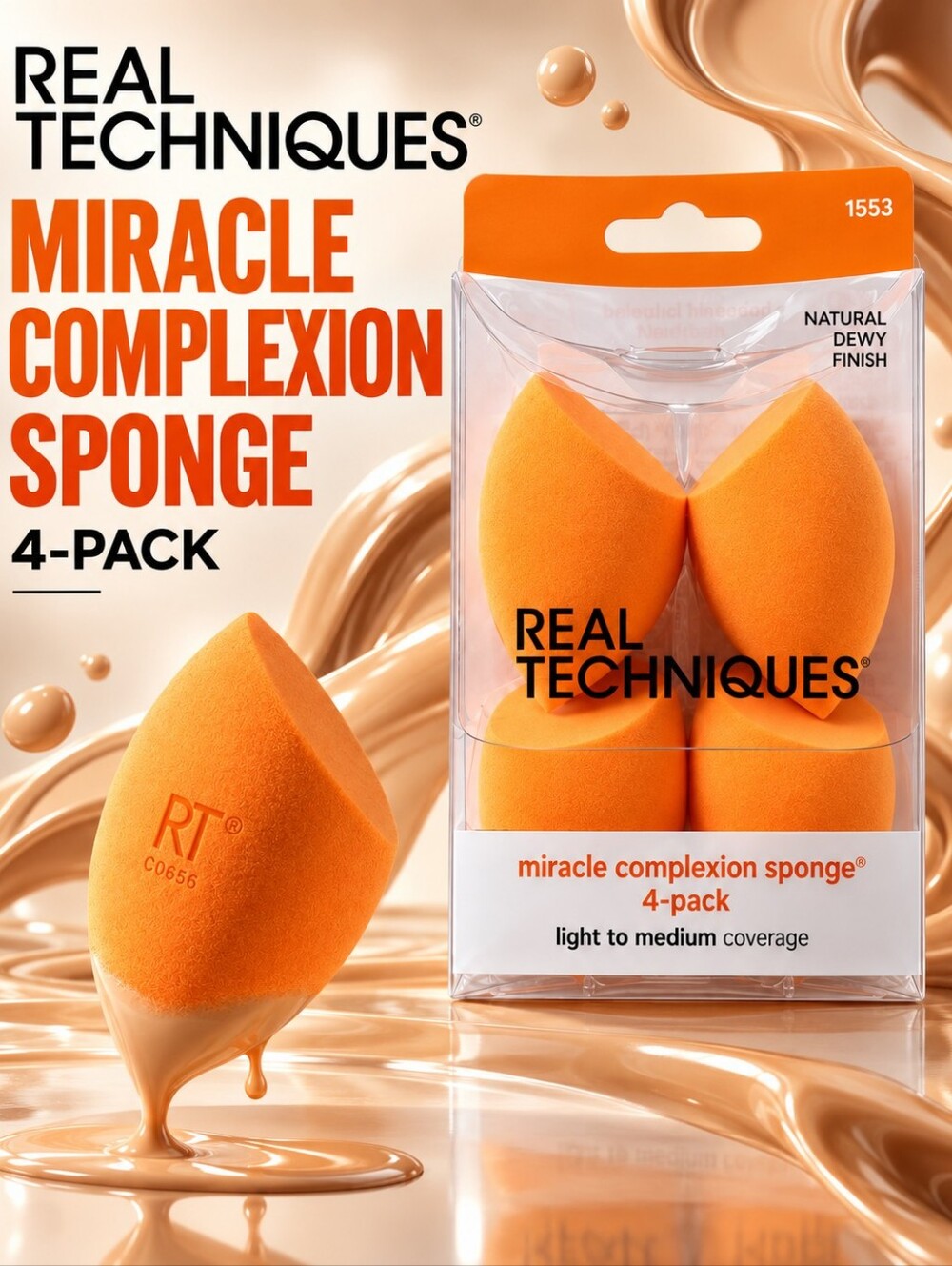 Real Techniques Miracle Complexion Makeup Blending Sponges – 4 Pack